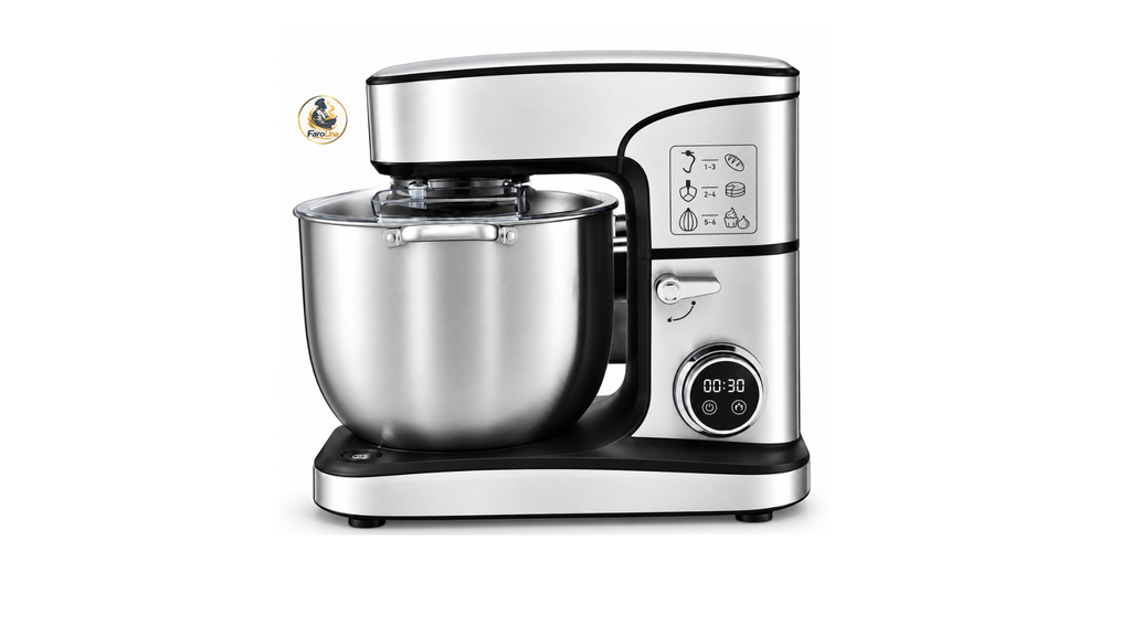 Batidora Amasadora Profesional 2800W, Robot de Cocina de 16 Litros con Bol de Acero Inoxidable, Sistema Planetario, Pantalla Digital y 3 Accesorios para Pan, Pizza y Repostería