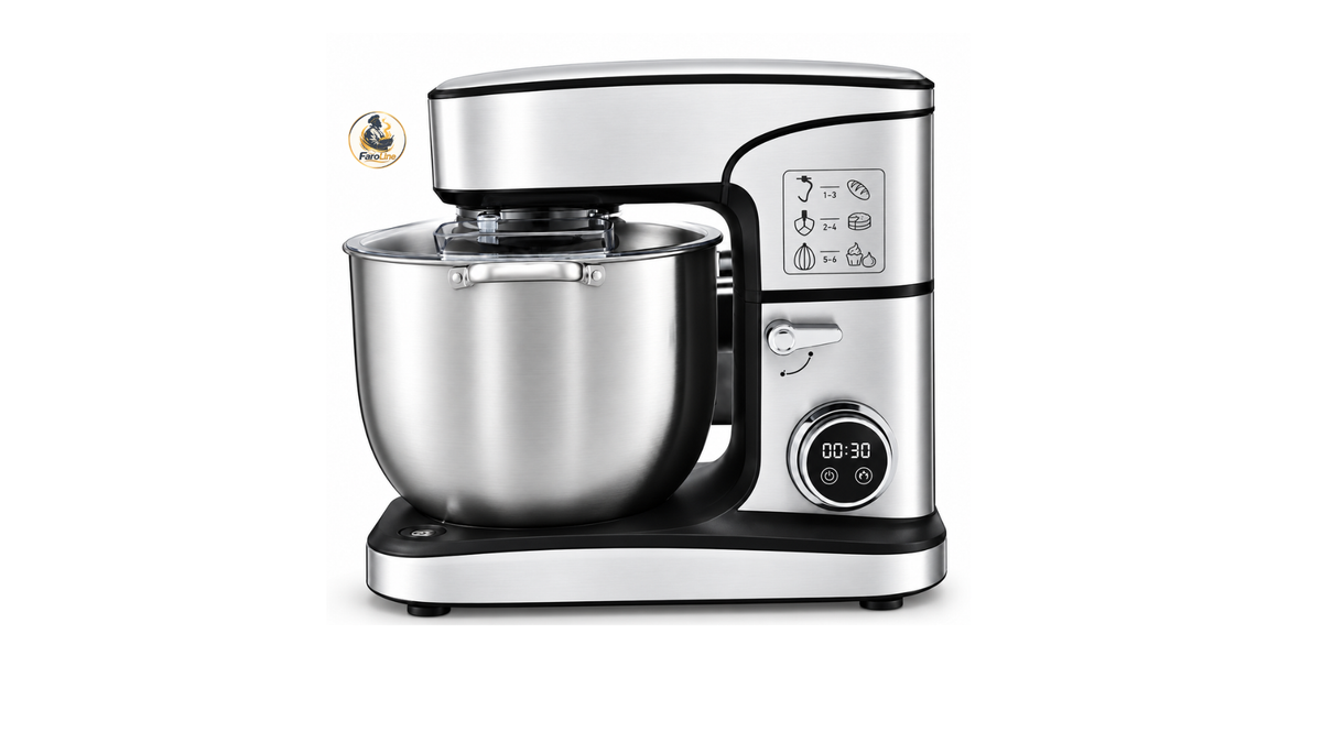 Batidora Amasadora Profesional 2800W, Robot de Cocina de 16 Litros con Bol de Acero Inoxidable, Sistema Planetario, Pantalla Digital y 3 Accesorios para Pan, Pizza y Repostería