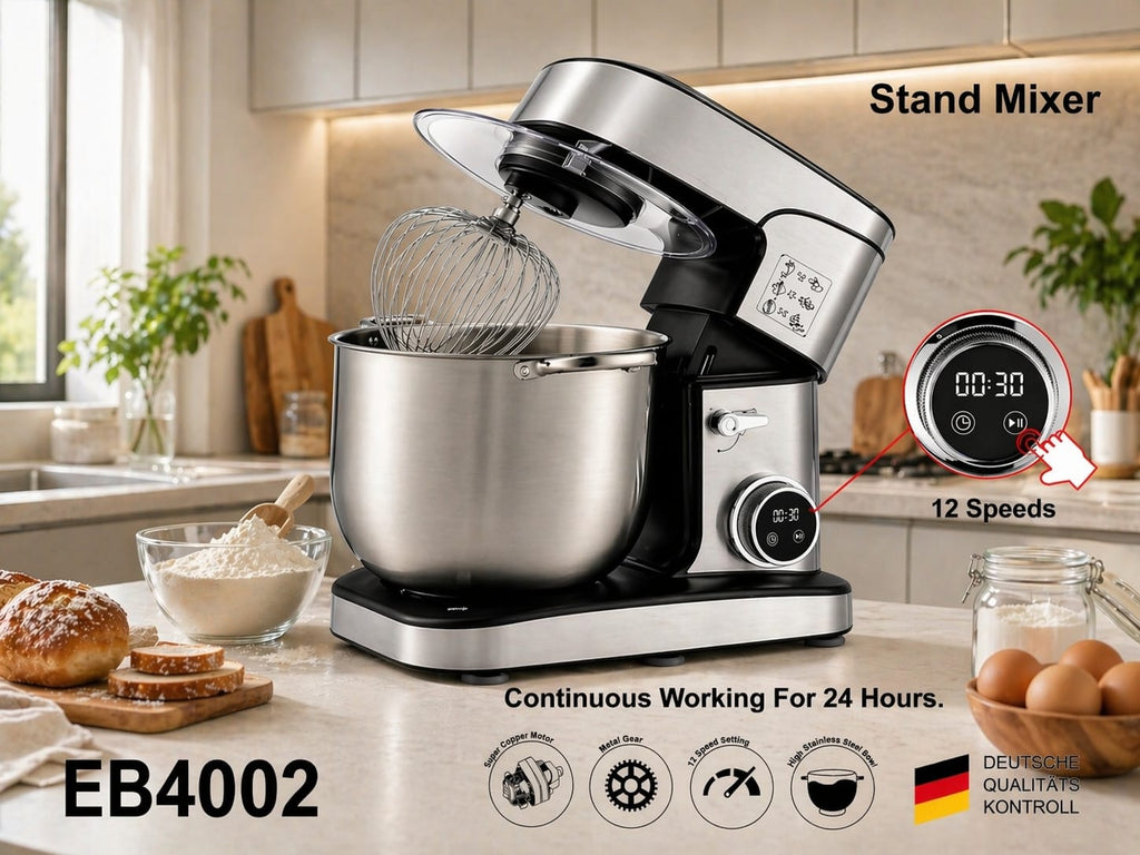Batidora Amasadora Profesional 2800W, Robot de Cocina de 16 Litros con Bol de Acero Inoxidable, Sistema Planetario, Pantalla Digital y 3 Accesorios para Pan, Pizza y Repostería