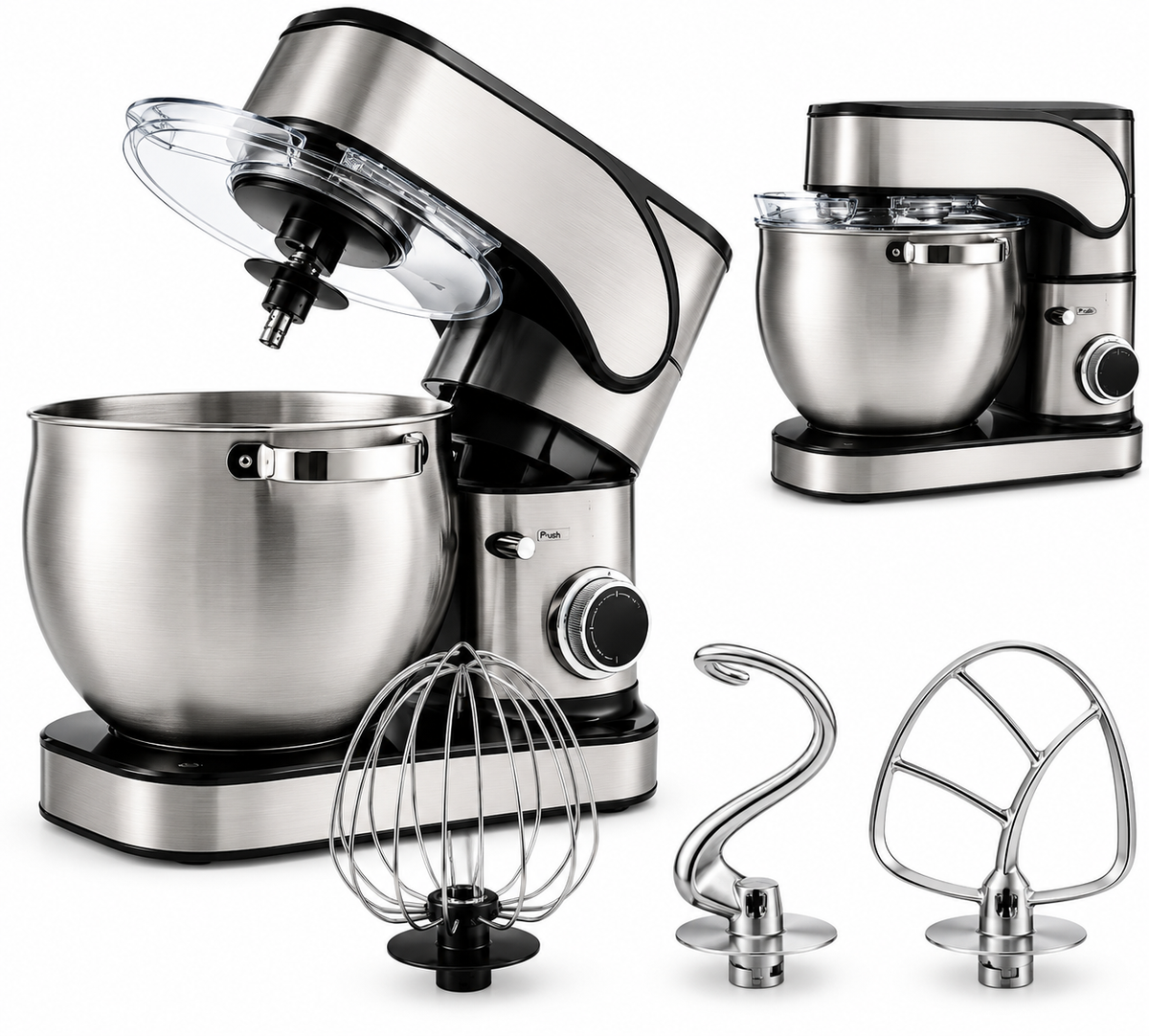 amasadora batidora multifunción de 2800W y 12 litros de capacidad, ideal para preparar masas de pan, pizzas, bizcochos, tartas, cremas y muchas recetas más.