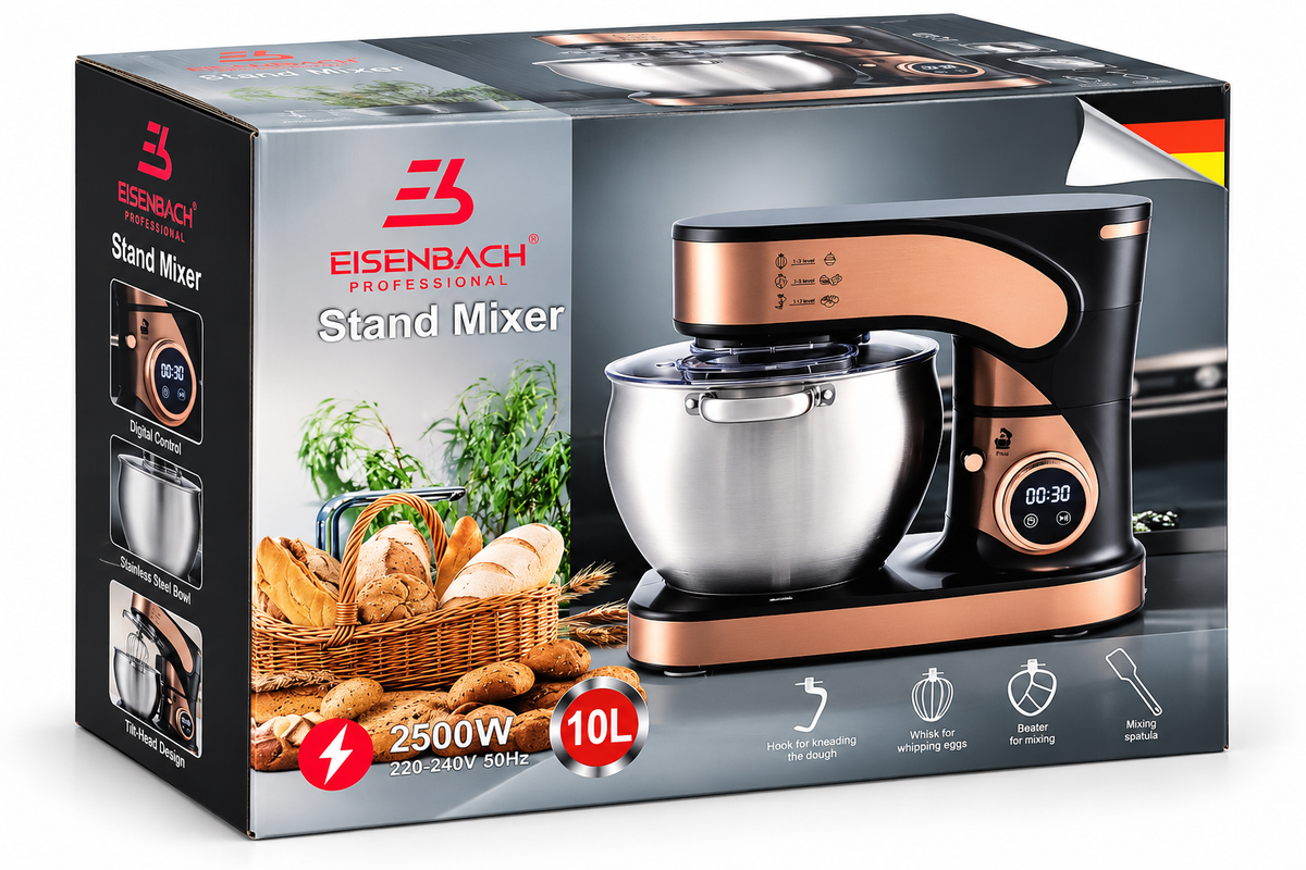 Amasadora Profesional Eisenbach 10L 2500W – 12 Velocidades con Pantalla Digital